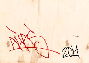 ALIAS, "Body Body Head", stencil/spray på pannå, signerad a tergo, 2014.