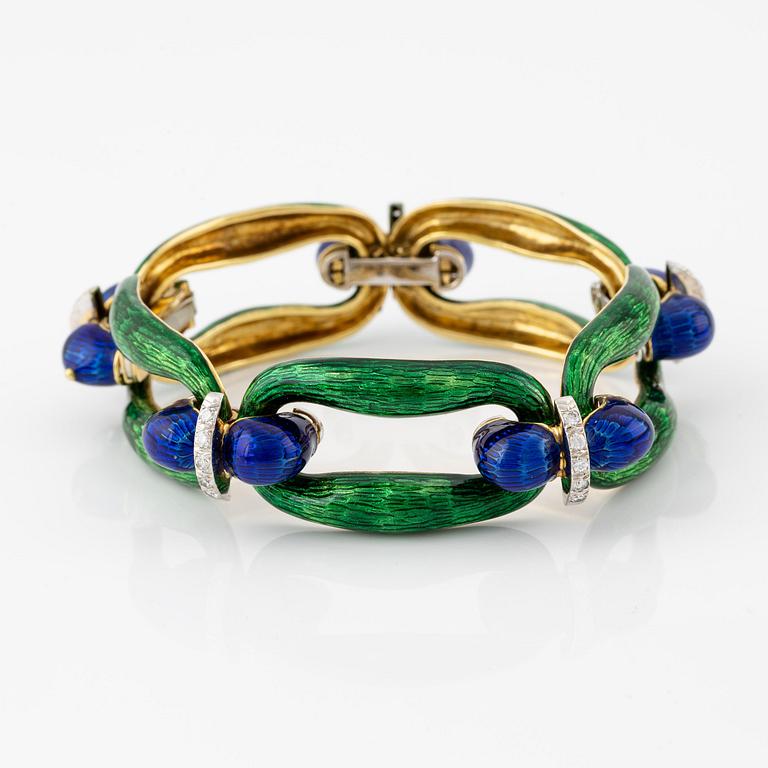 An 18K gold and enamel bracelet, by Spritzer & Fuhrmann.