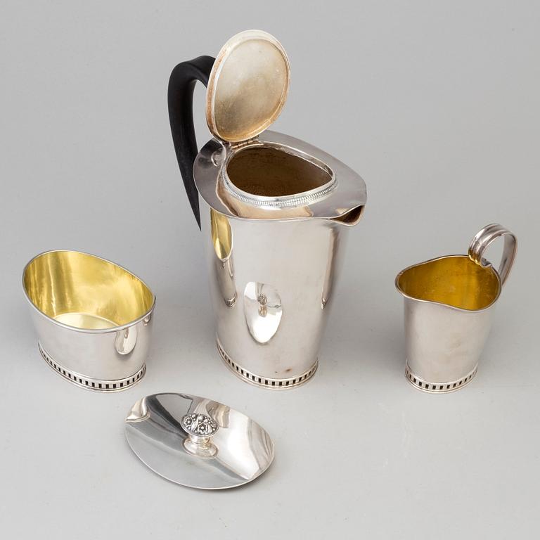 A three parts silver coffee set, by Sven-Arne Gillgren, GAB, Stockholm, 1957.