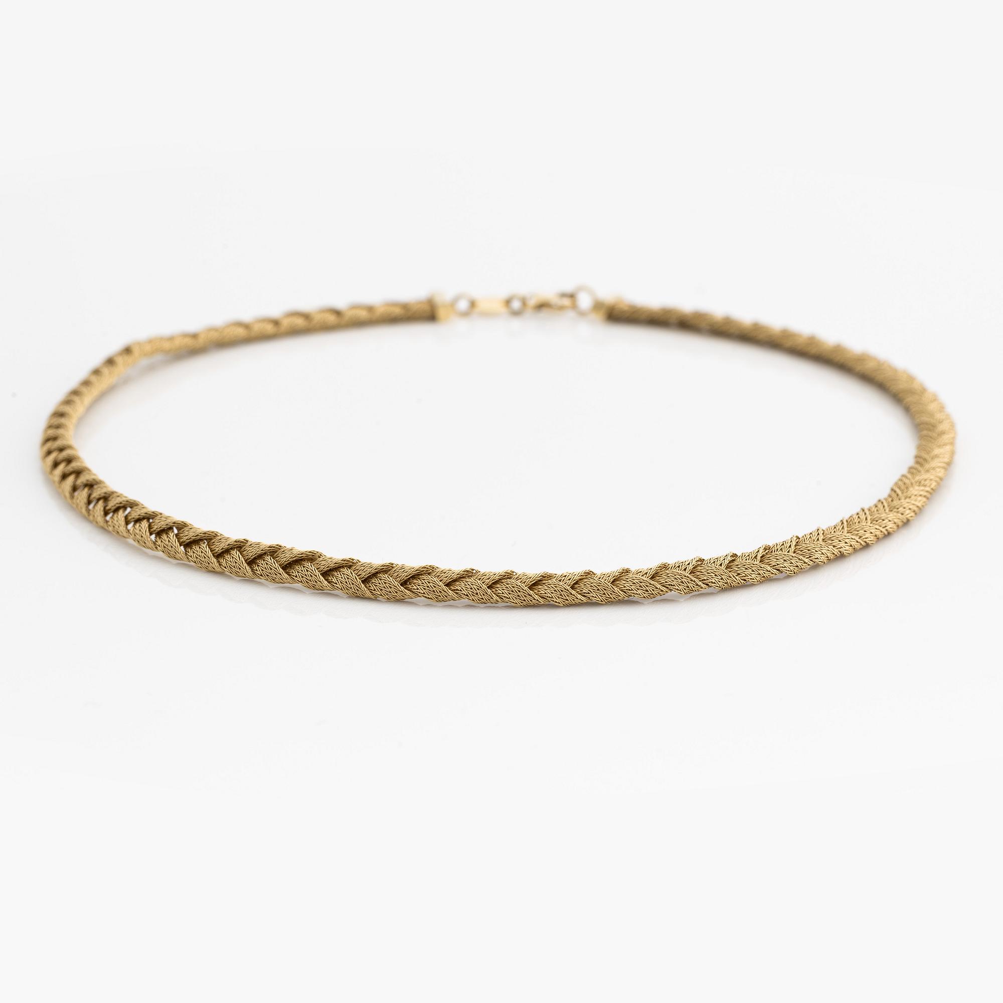 Necklace, braided, 18K gold,