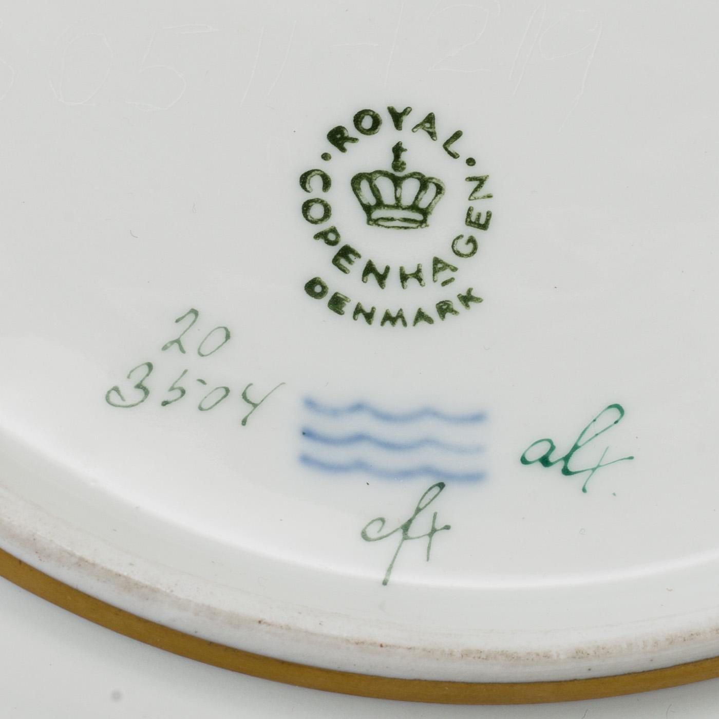 ROYAL COPENHAGEN, a 'Flora Danica' porcelain bowl and dish, Denmark, 1968.