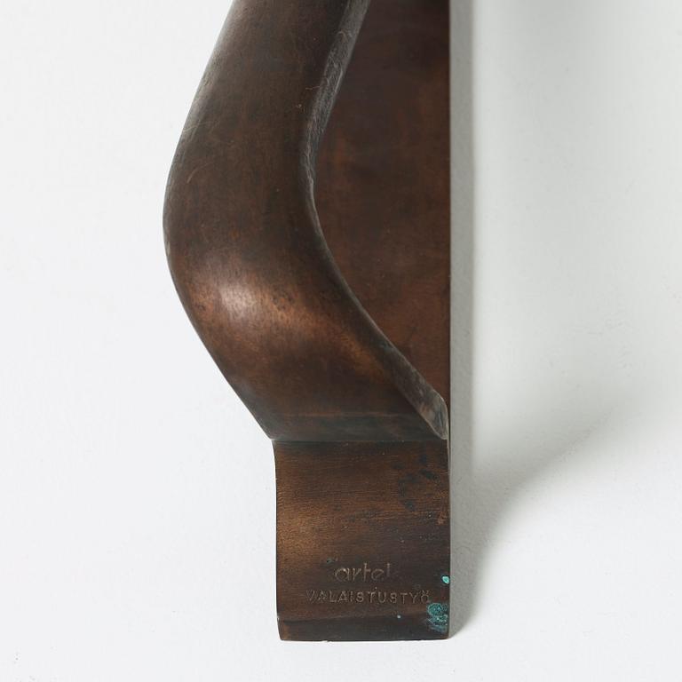 An Alvar Aalto patinated bronze handle, Valaistustyö, Artek Finland.