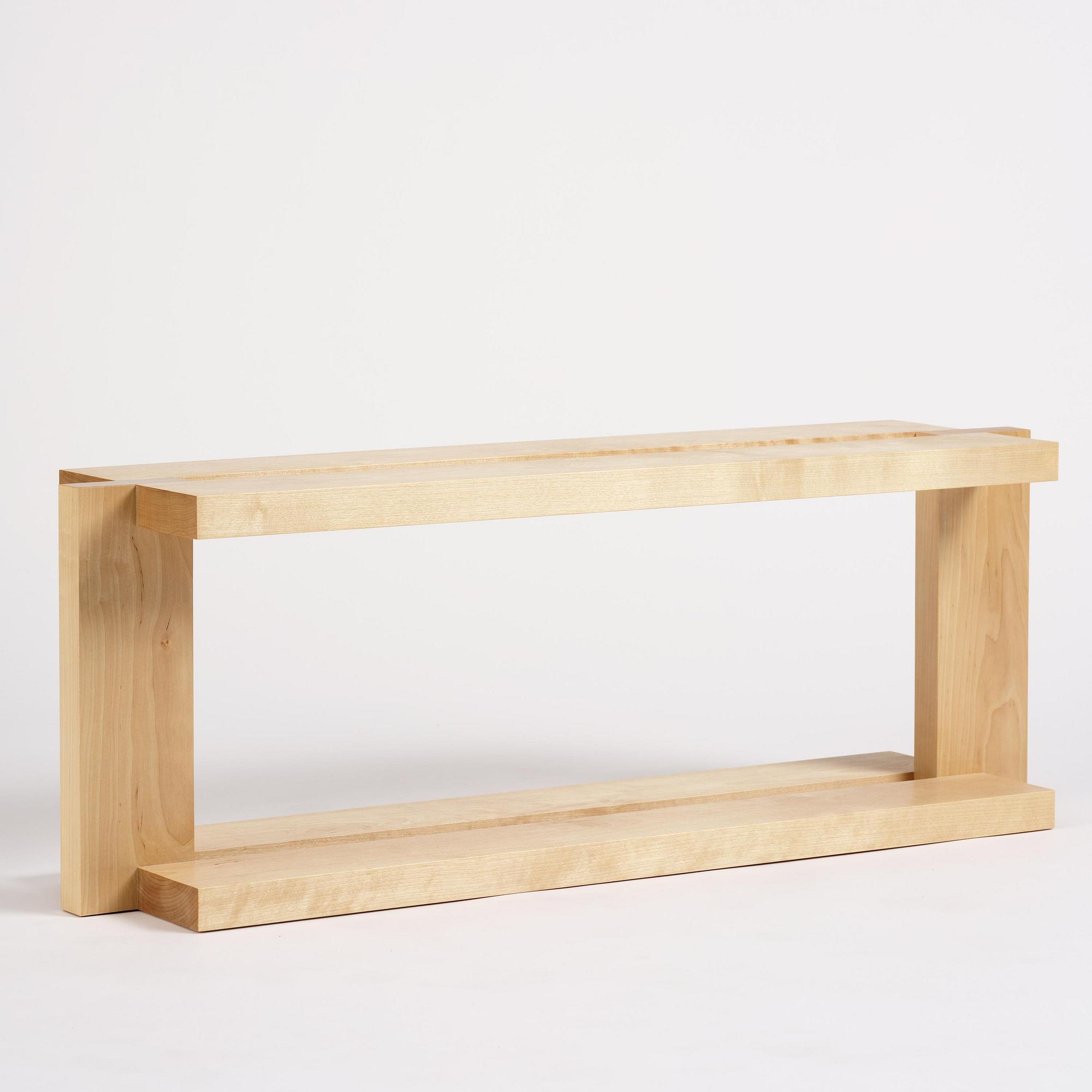 Nick Ross, an "Arrangement #16" coffe table/bench, executed in his studio, Stockholm, 2024.