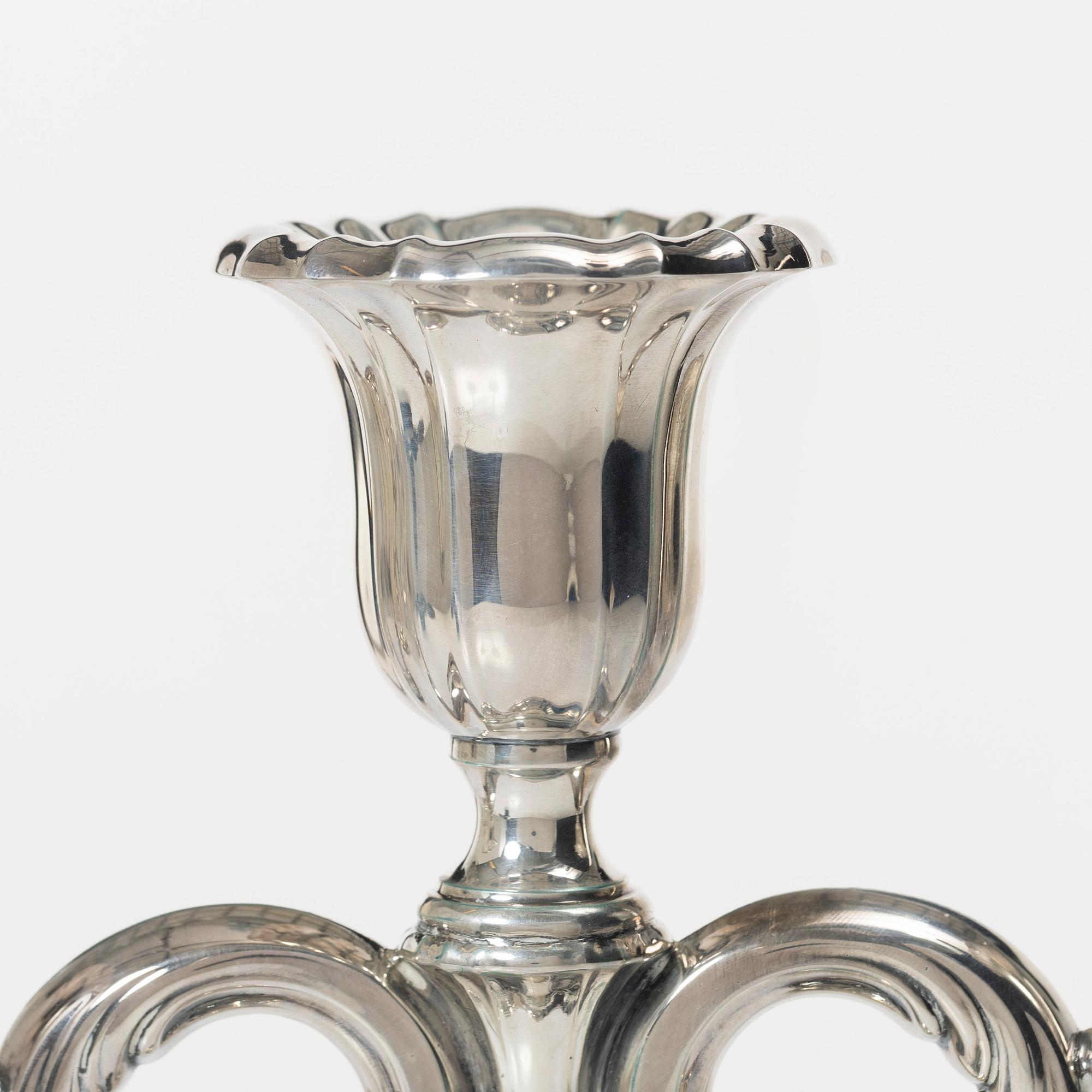A pair of silver candelabra, Norway, mid-20th Century.