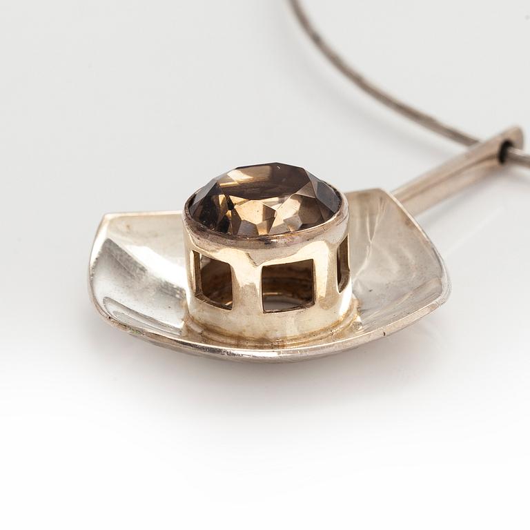 Bracelet and necklace, faceted smoky quartz, silver, Alton, Sweden 1966.