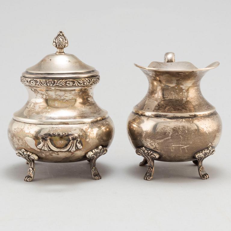 A silver creamer and a sugar bowl, Egypt, 20th century.