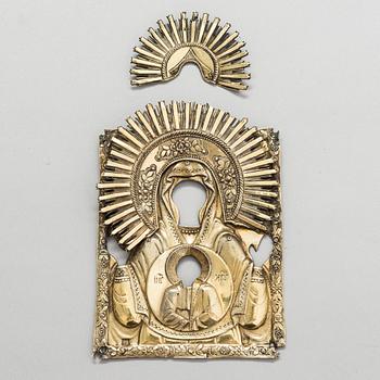 A Ryazan icon with a riza in silver and gilt silver, Russia, 19th century.