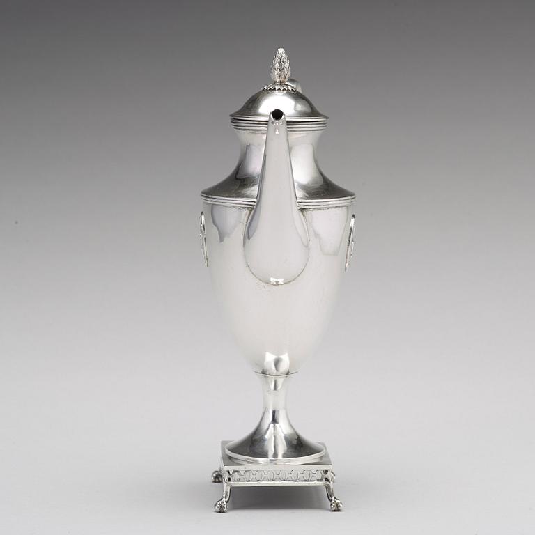 Petter Eneroth, kaffekanna, silver, Stockholm 1798, gustaviansk.