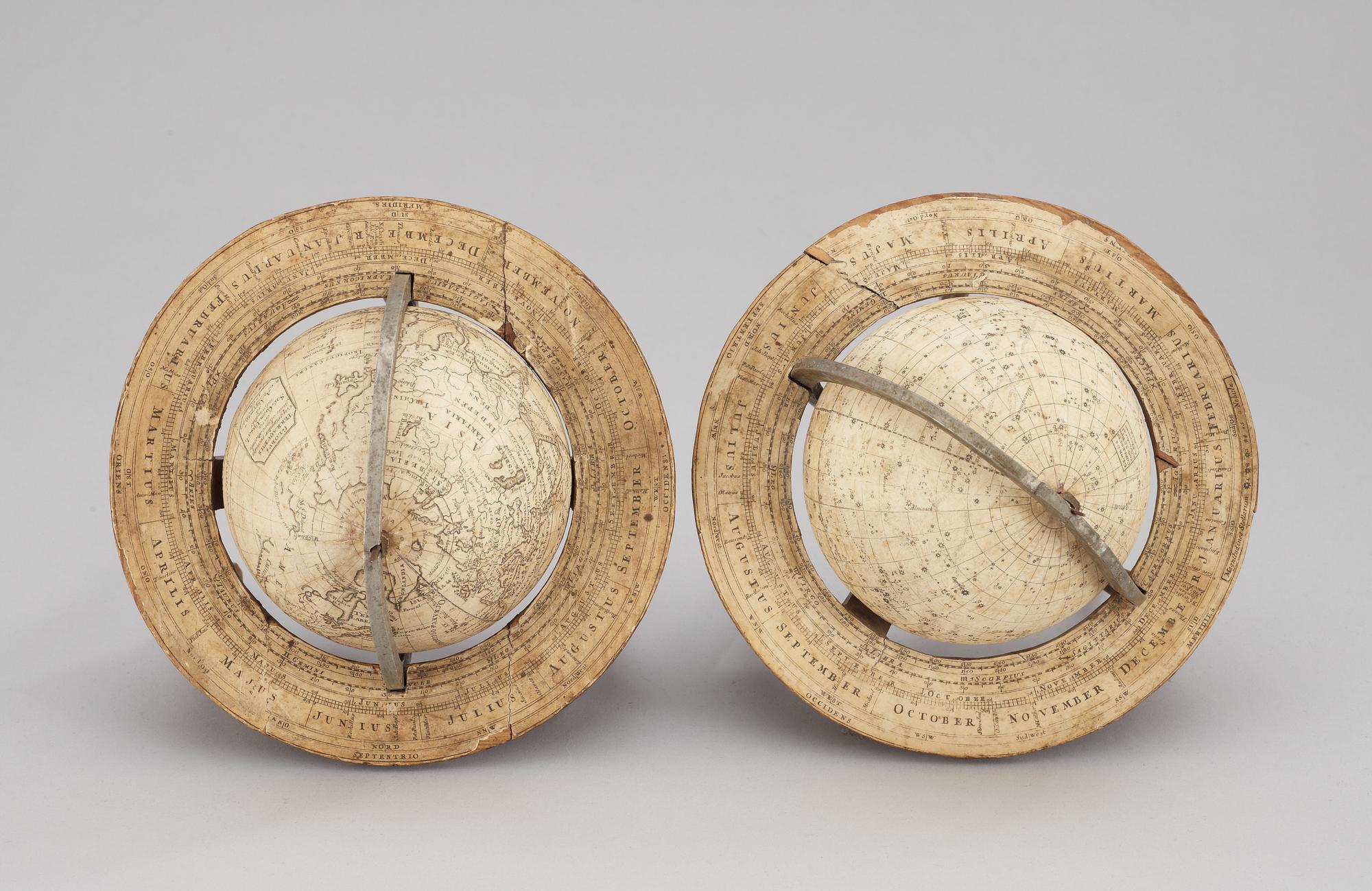 A pair of Rare Swedish Terrestial and Celestial Globes by Anders Åkerman 1762.