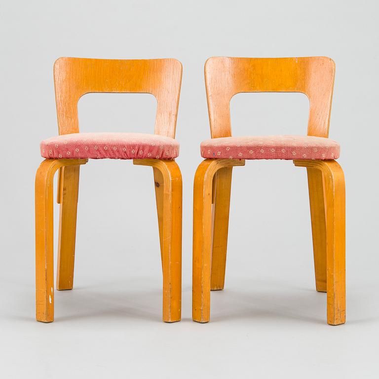 Alvar Aalto, a pair of  'A65' chairs for O.Y. Huonekalu- ja Rakennustyötehdas A.B. early 1940s.