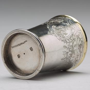 Andreas Pauli, bägare, silver, Köln (verksam 1663-1669). Senrenässans.