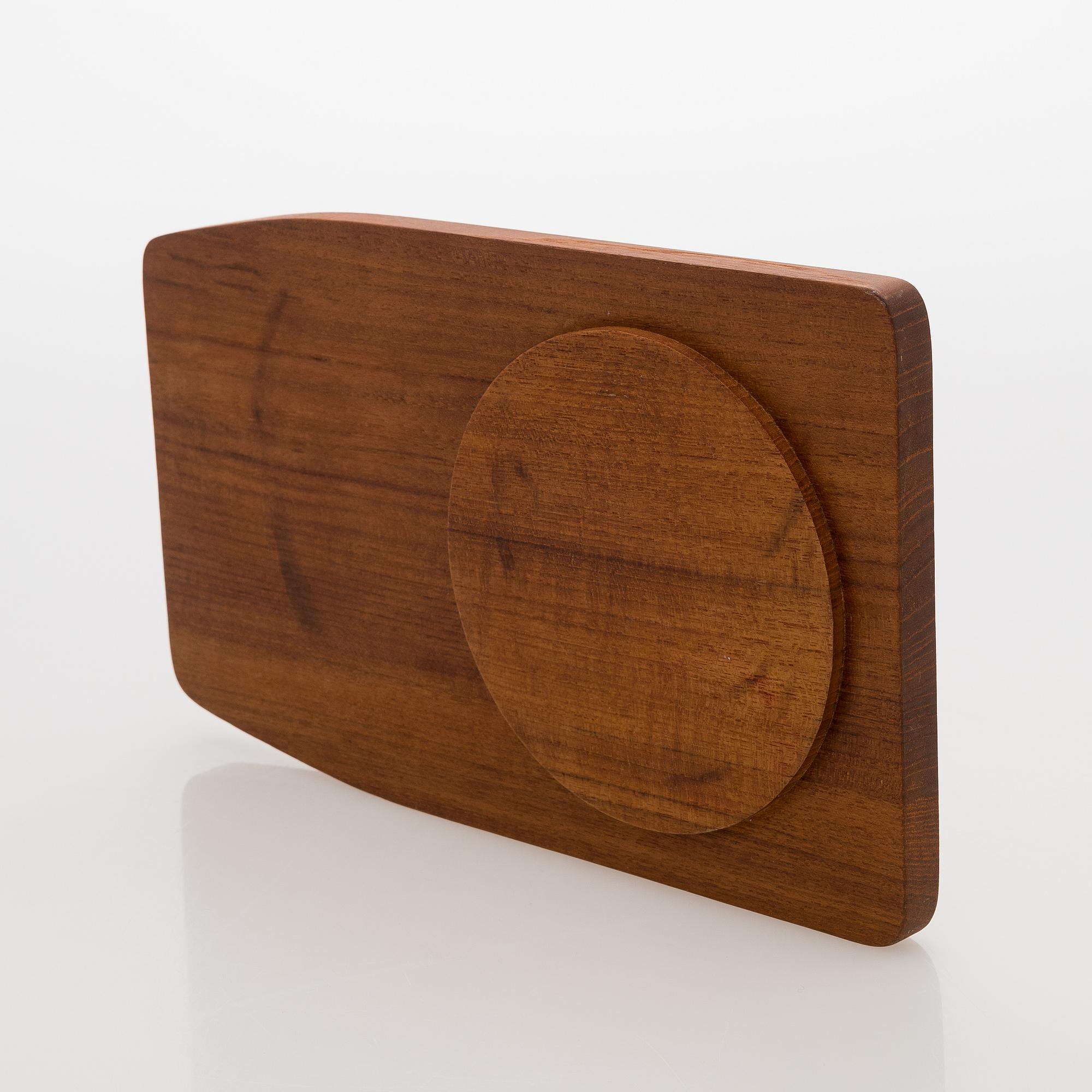 A cheese dome on a teak tray, Backman Finland.