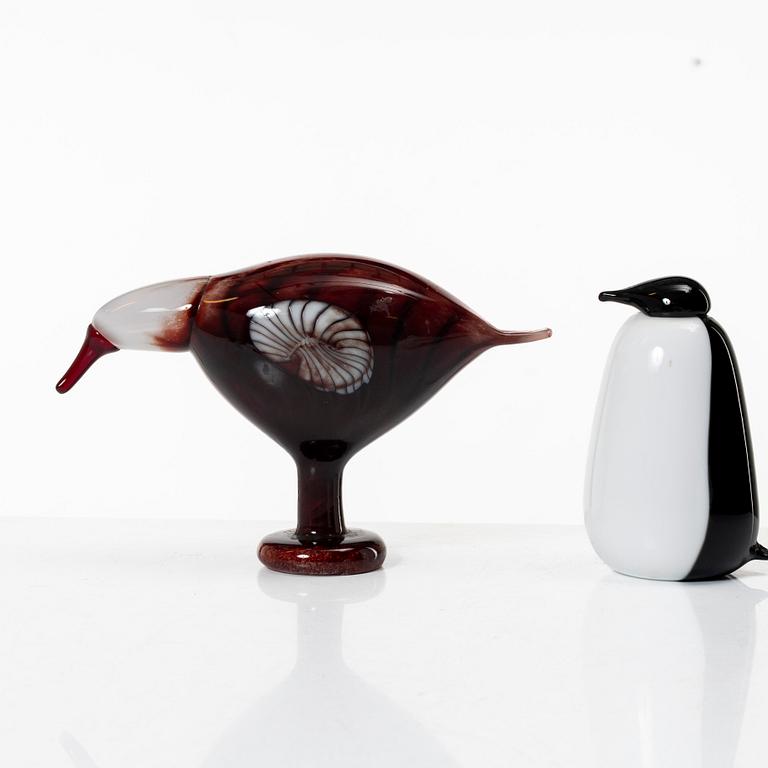 Oiva Toikka, two glass birds, Nuutajärvi, Iittala, finland.