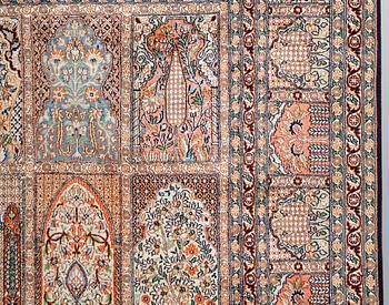 A silk Kashmir carpet, 286 x 265 cm.