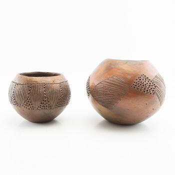 Ölkrukor Ukhamba 3 st Zulu Sydafrika 2000-tal lergods.