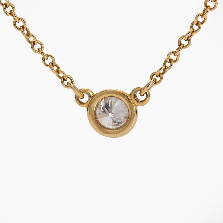 Tiffany & Co, Elsa Peretti, an 18K gold 'Diamonds by the Yard' necklace with a brilliant-cut diamond.