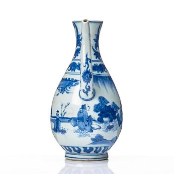 A blue and white Transition ewer, 17th Century.