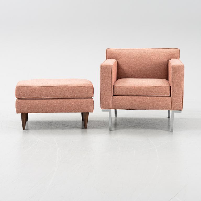A 'Theatre' easy chair, Ted Boerner, and 'Bantam' ottoman, Design Within Reach/DWR.