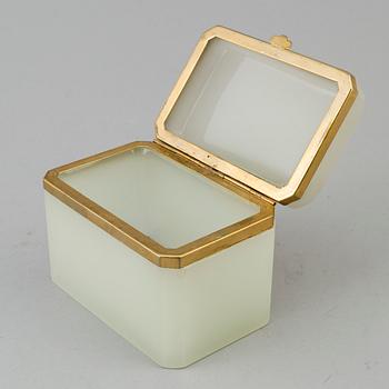 FRATELLI FERRO, a glass and brass box from Murano, Italy, mid 20th Century.