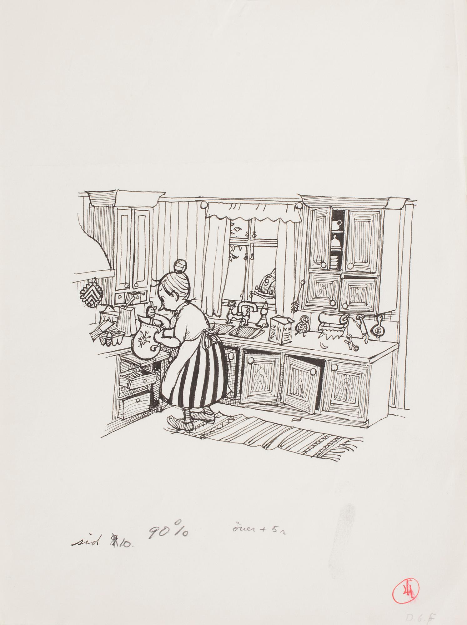 BJÖRN BERG, ink drawing from "Teskedsgumman".