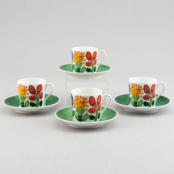 Stig Lindberg, kaffekoppar, 4 st, benporslin. "Tahiti", Gustavsberg.