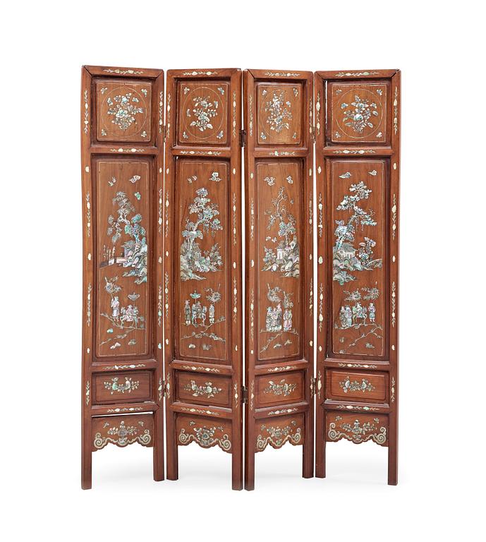 A four fold screen, Qing dynasty, 19th Century.