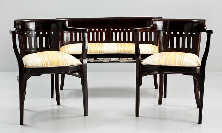 SOFFGRUPP, 3 delar, Wienersecession-stil, 1900-tal.