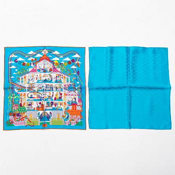 HERMÈS, two pochette/gavroche scarves.