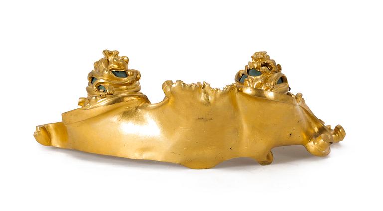 SKRIVSTÄLL, förgylld metall, nyrokoko, sent 1800-tal.