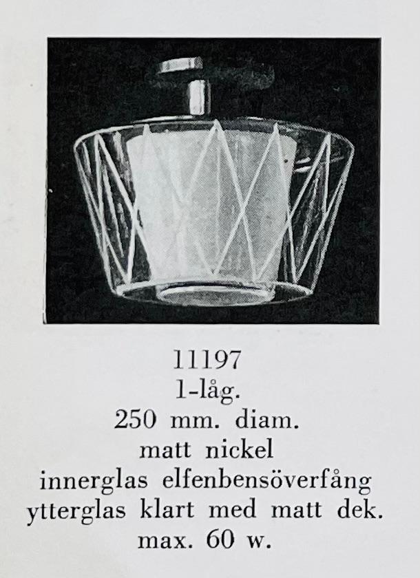 Harald Notini, taklampor, ett par, modell "11197", Arvid Böhlmarks Lampfabrik, Stockholm, 1940-tal.