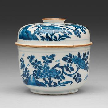 705. A blue and white jar with cover, Qing dynasty, Kangxi (1662-1722).