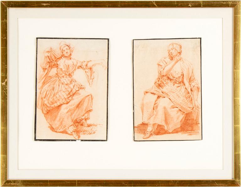 French artist, 18th Century. Study of female, a pair.