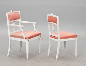 SALONGSMÖBLEMANG, 8 delar. Gustaviansk stil, omkring sekelskiftet 1900.