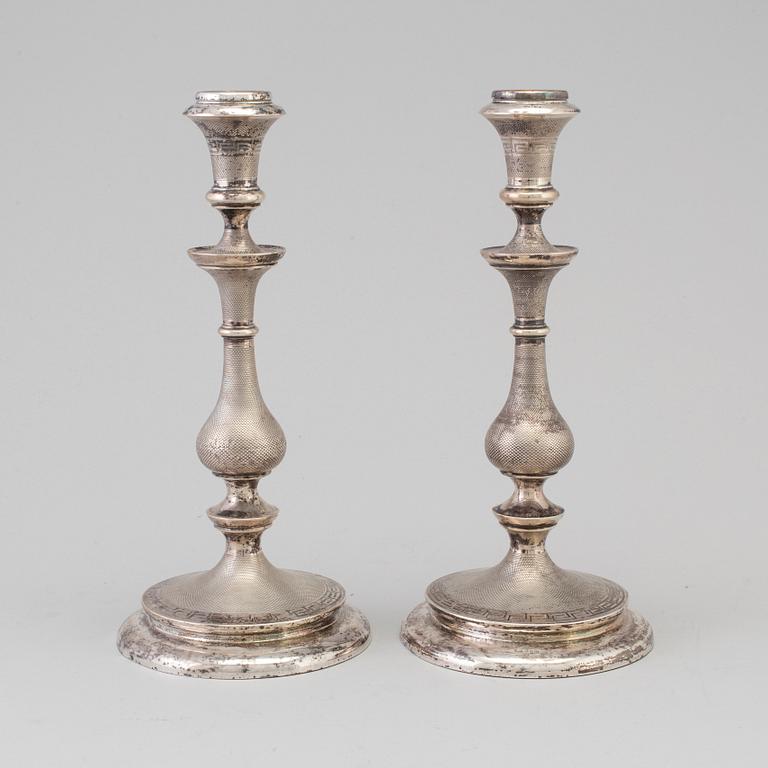 LARS LARSON & CO, ljusstakar, ett par, silver, Stockholm, 1869.