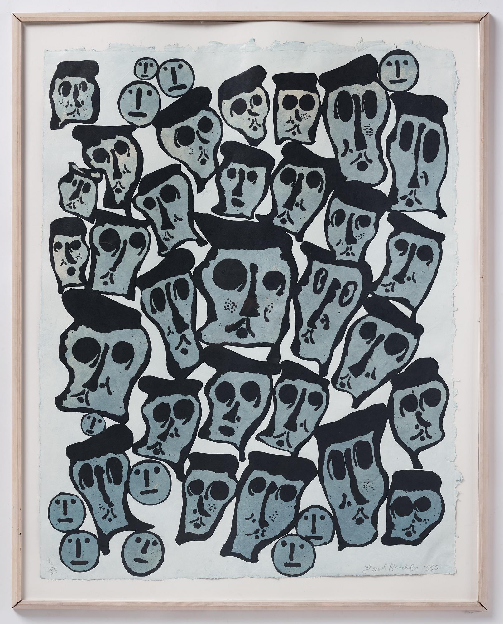 Donald Baechler, träsnitt med relief. Signerad, daterad 1990 och numrerad 6/35.