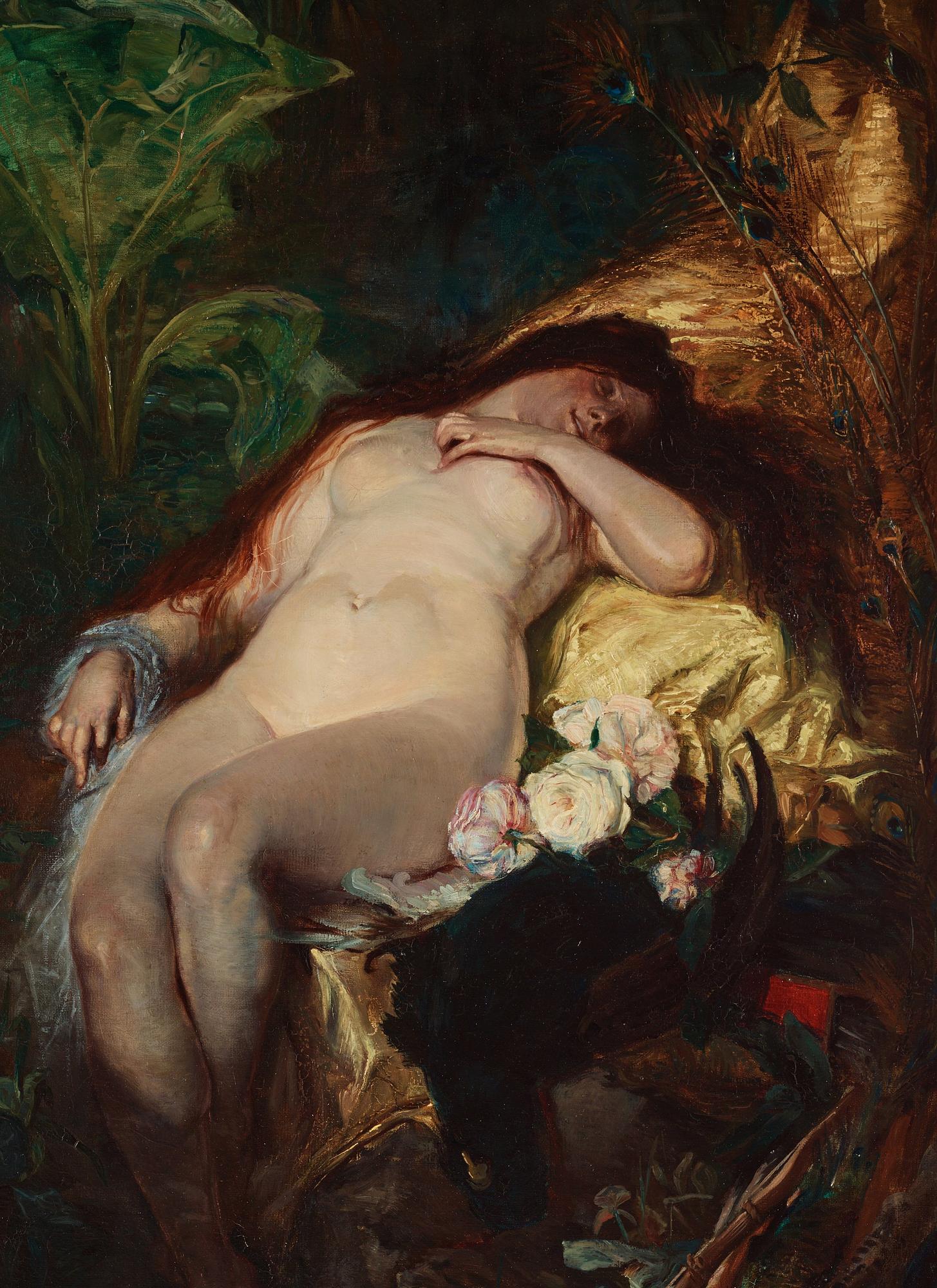 Julius Kronberg, kopia efter, "Jaktnymf och fauner".