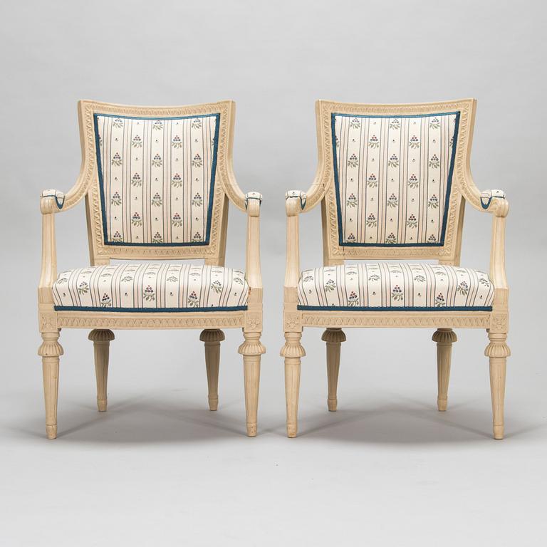 A pair of late 18th-century Gustavian open armchairs.
