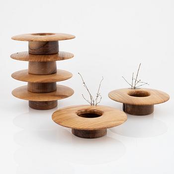 Magnus Ek, a set of six walnut and ash wood appetizer plates for Oaxen Krog.