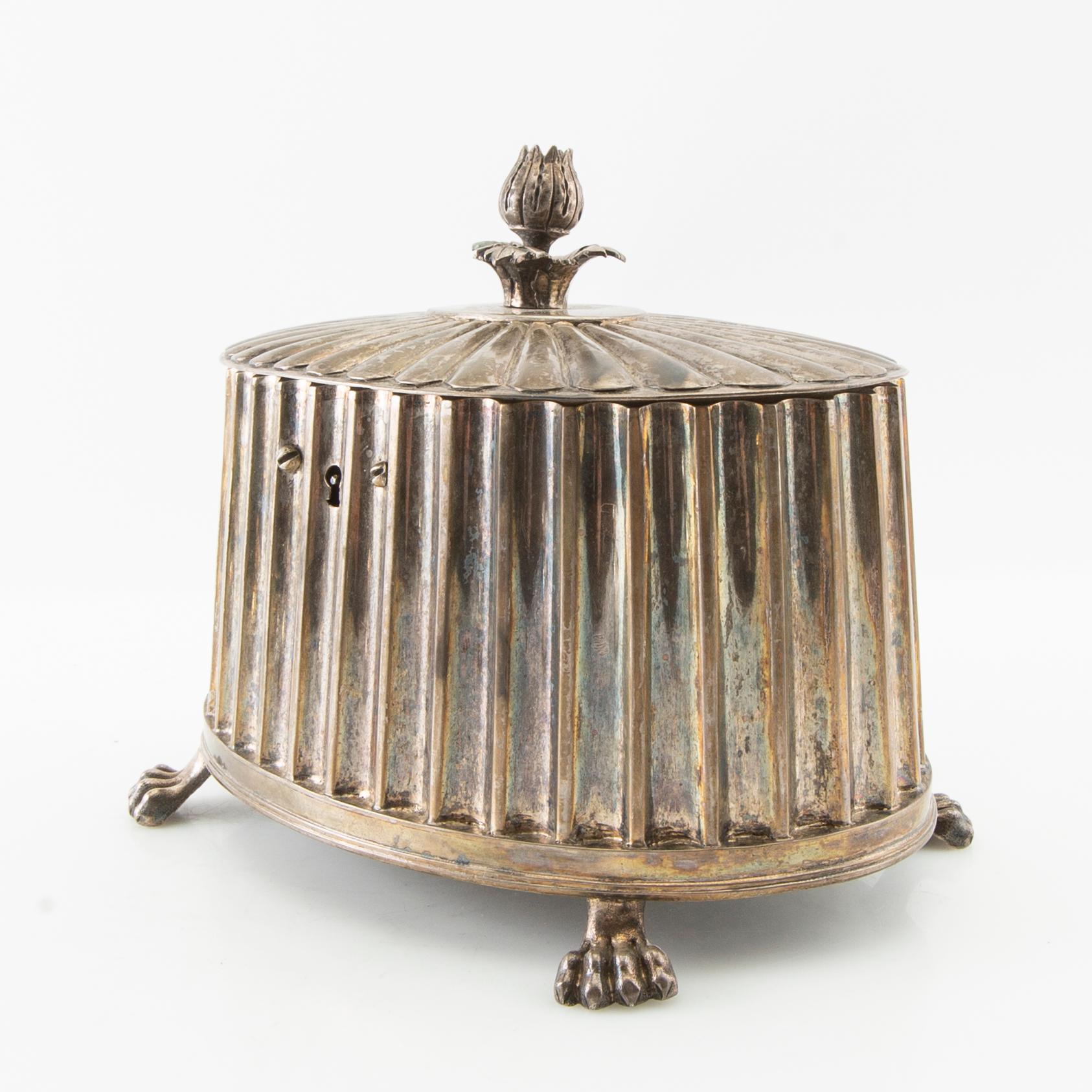 Text: "Pehr Zethelius sugar box silver Stockholm 1797 Gustavian".
