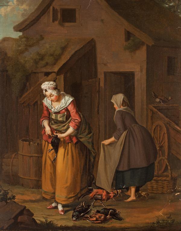 Pehr Hilleström, "En Qvinna slagtar höns" (A woman slaughtering hens).