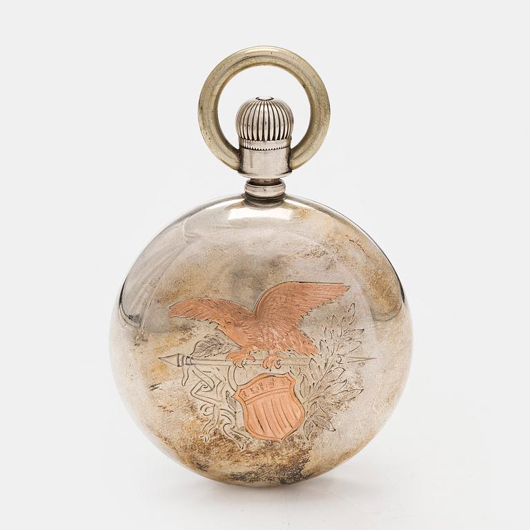 Kokoelma taskukelloja, 16 kpl, hopeaa.