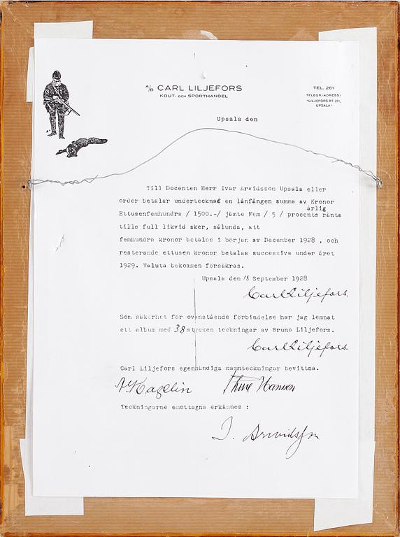 BRUNO LILJEFORS, blyertsteckningar 3 st, sign.