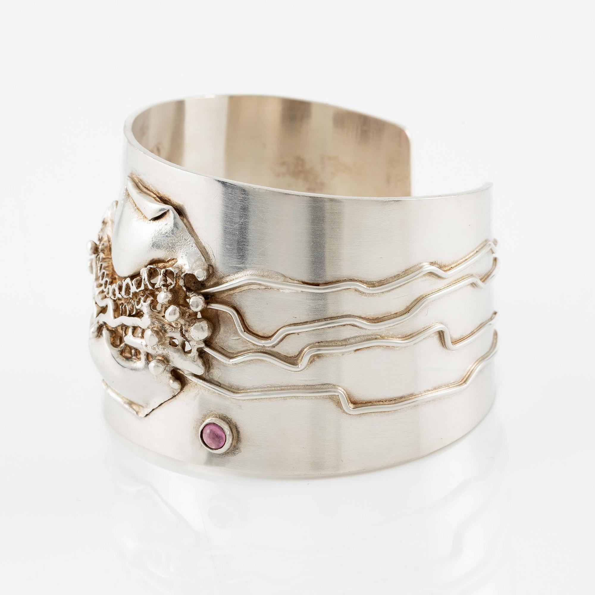 Lars Arby, a bangle, silver with tourmalines, Gothenburg 1971.