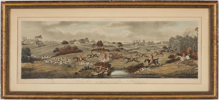 GRAVYRER, 4 st, handkolorerade, England, 1800-talets första hälft.