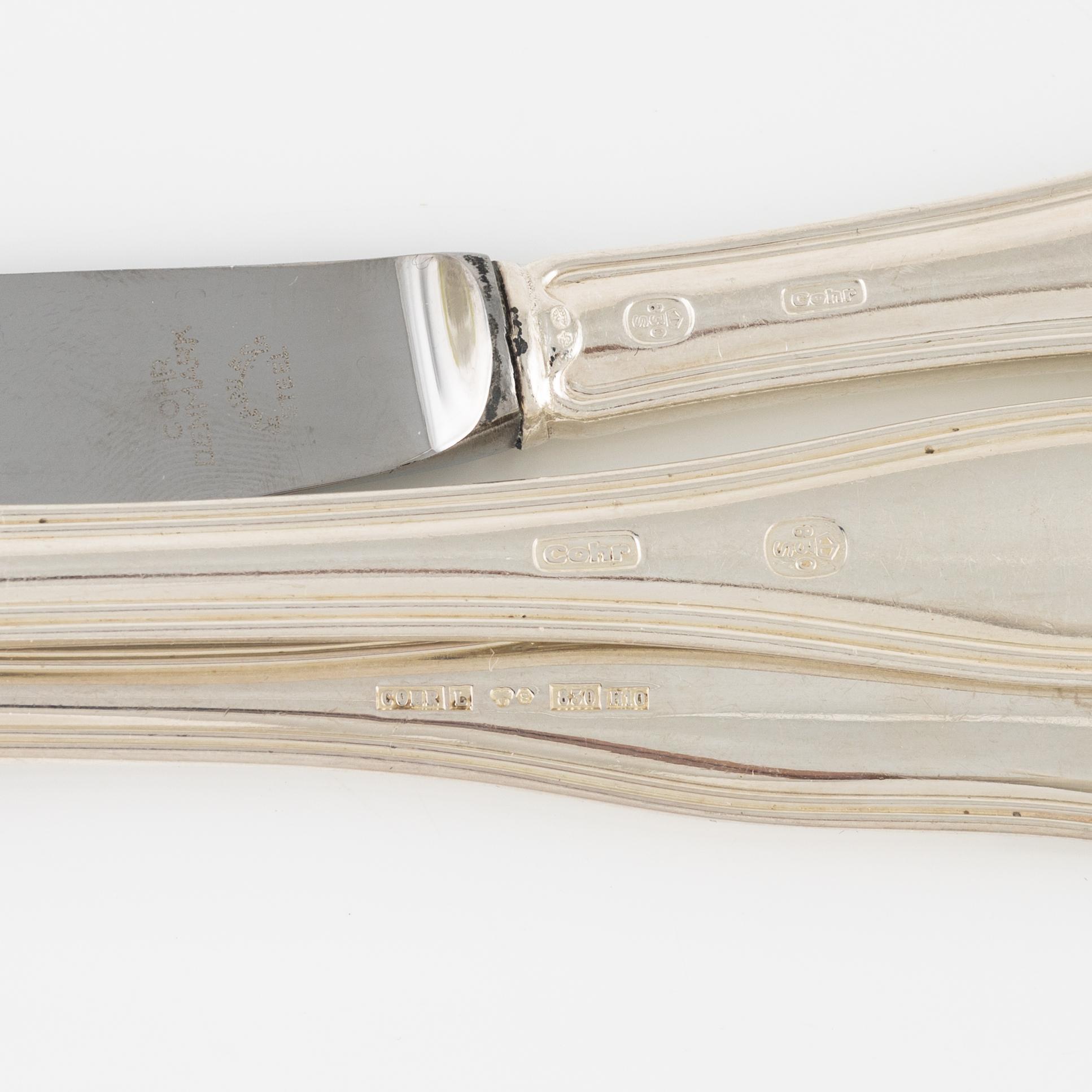 A Danish Silver Cutlery, 'Old Danish', including Cohr, Swedish import mark (71 pieces).