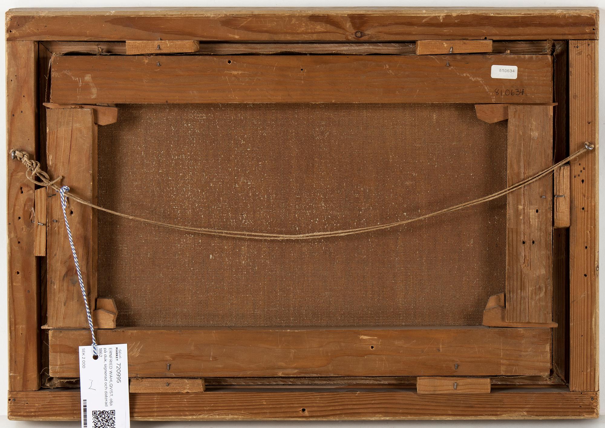 ERNFRIED WAHLQVIST, olja på duk, signerad och daterad 1862.