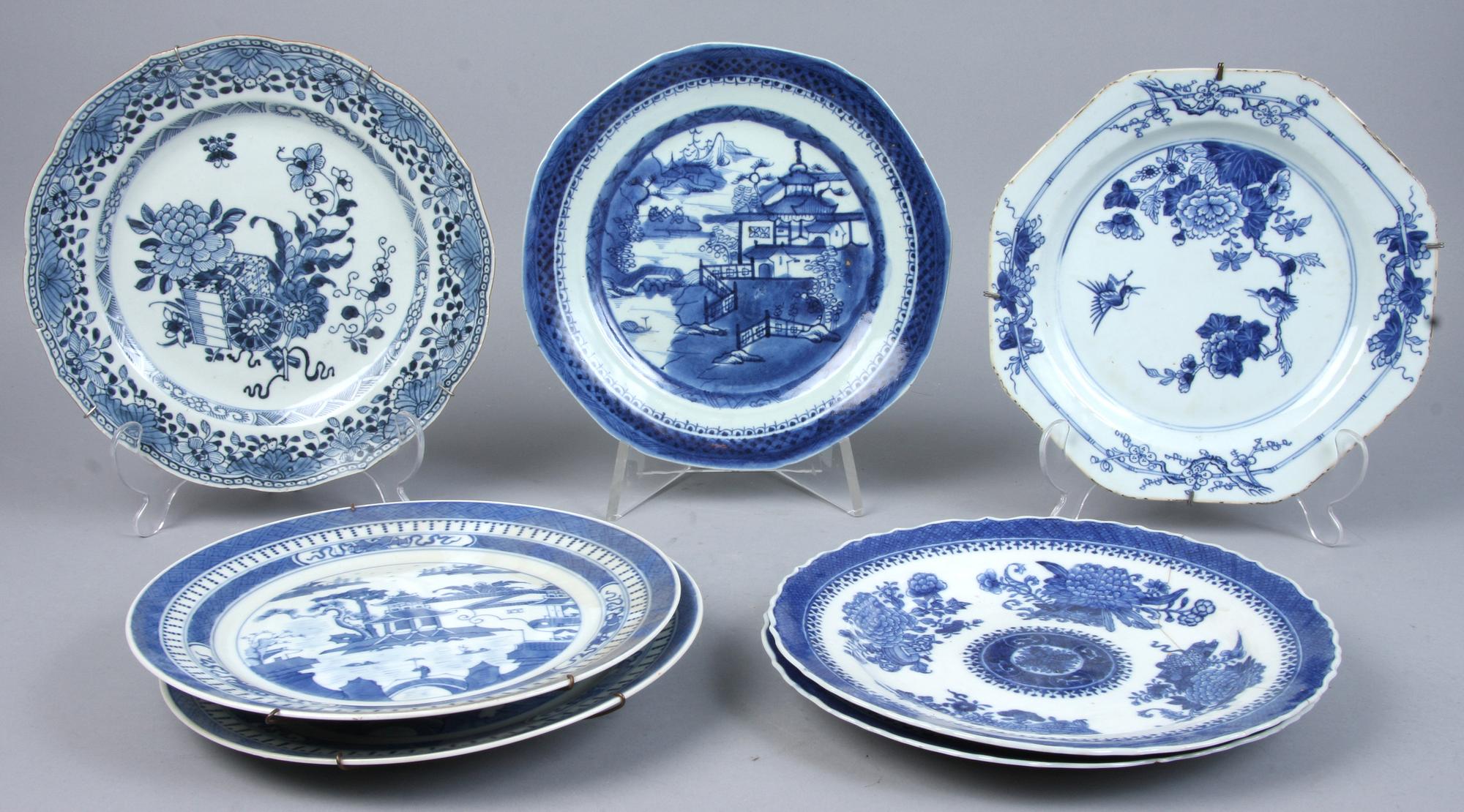 TALLRIKAR, 7 st, porslin, Kina, 1700/1800-tal.