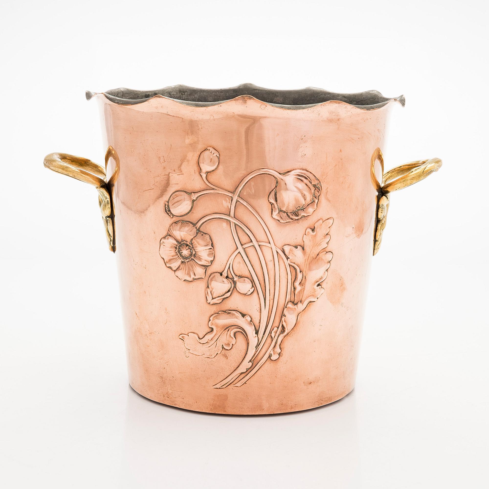 An early 20th century champagnecooler for WMF, Württembergische Metallwarenfabrik, Germany.