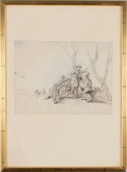 OKÄND KONSTNÄR, tuschlavering, ej signerad. Frankrike, 1700-tal.