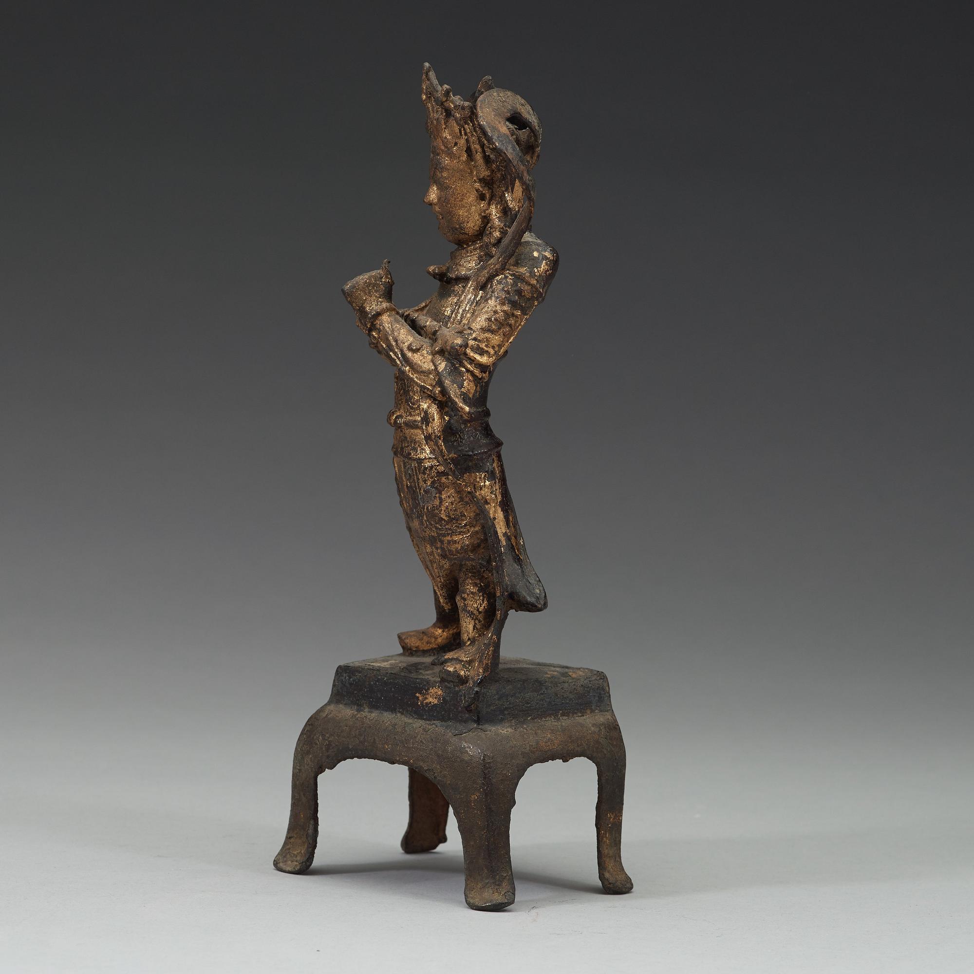 A gilt bronze figure of a guardsman/warrior, Ming dynasty (1368-1644).